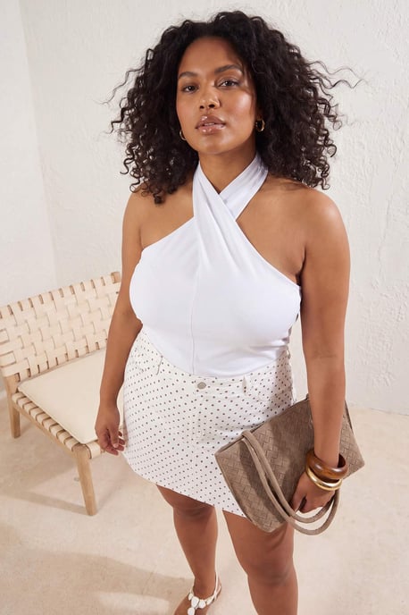Trendyol Curve Dam Vit Enfärgad Kort / Mini A-linje A-linje Plus size Kjolar - Image 6