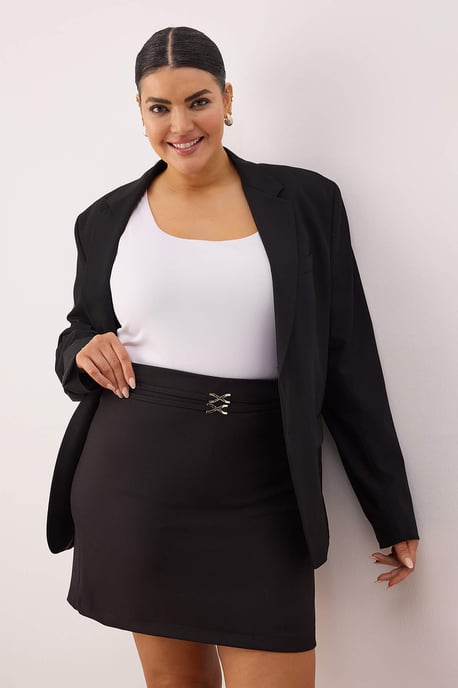 Trendyol Curve Dam Svart Enfärgad Kort / Mini A-linje Plus size Kjolar - Image 3