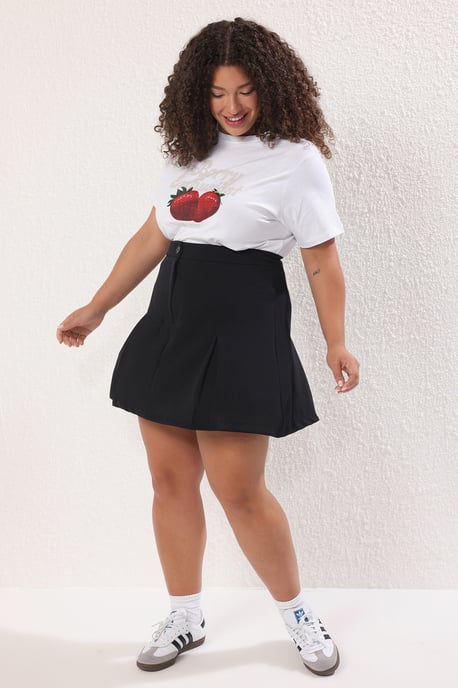 Trendyol Curve Dam Svart Enfärgad Kort / Mini A-linje Plus size Kjolar - Image 6