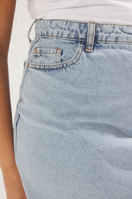 Trendyol Curve Dam Blå Enfärgad Kort / Mini A-linje A-linje Plus size Kjolar - Image 3