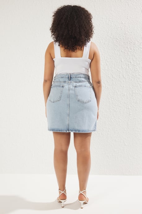 Trendyol Curve Dam Blå Enfärgad Kort / Mini A-linje A-linje Plus size Kjolar - Image 4