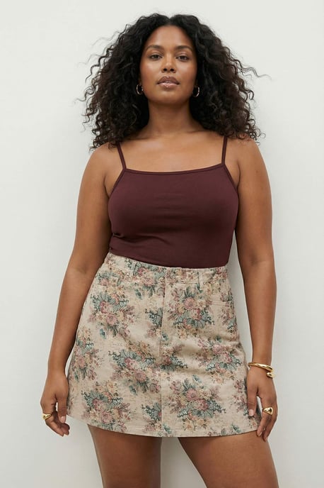 Trendyol Curve Dam Flerfärgad Blommig Kort / Mini A-linje Plus size Kjolar - Image 6
