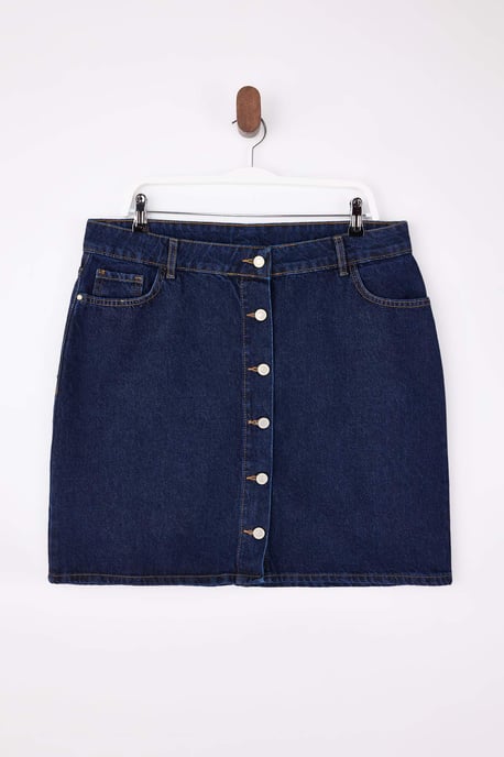 Trendyol Curve Dames Donkerblauw Effen Kort / Mini A-lijn Grote maten Rokken - Image 3