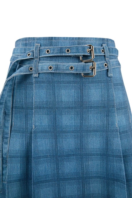 Trendyol Curve Dames Blauw Geruit Kort / Mini A-lijn Grote maten Rokken - Image 4