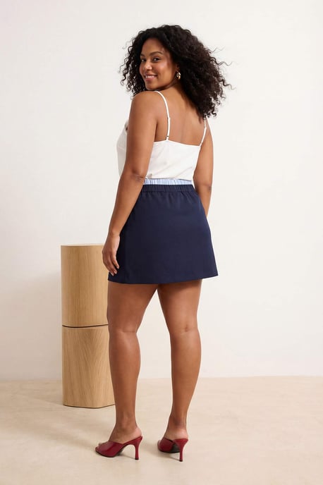 Trendyol Curve Dam Mörkblå Enfärgad Kort / Mini Plus size Kjolar - Image 6