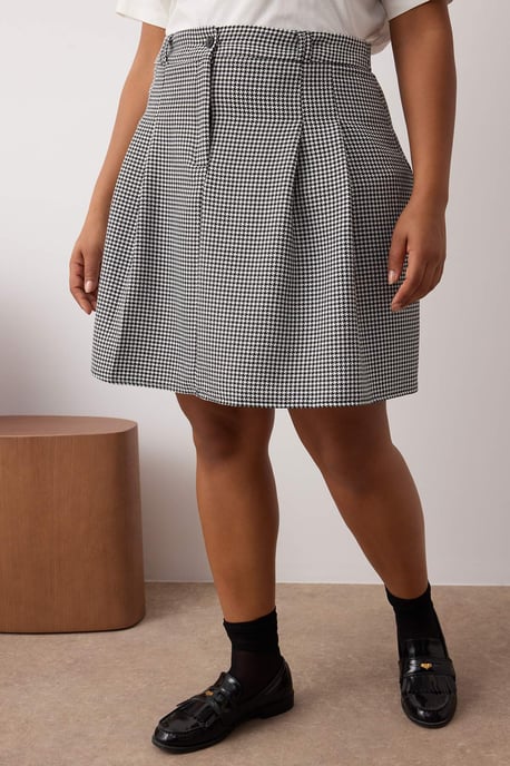 Trendyol Curve Dam Flerfärgad Hundtandsmönster Kort / Mini A-linje Plus size Kjolar - Image 2
