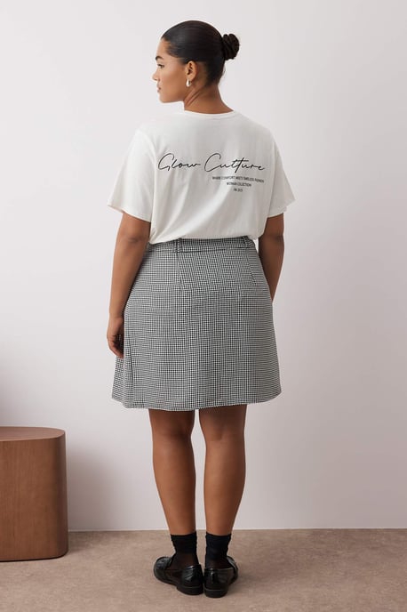 Trendyol Curve Dam Flerfärgad Hundtandsmönster Kort / Mini A-linje Plus size Kjolar - Image 3
