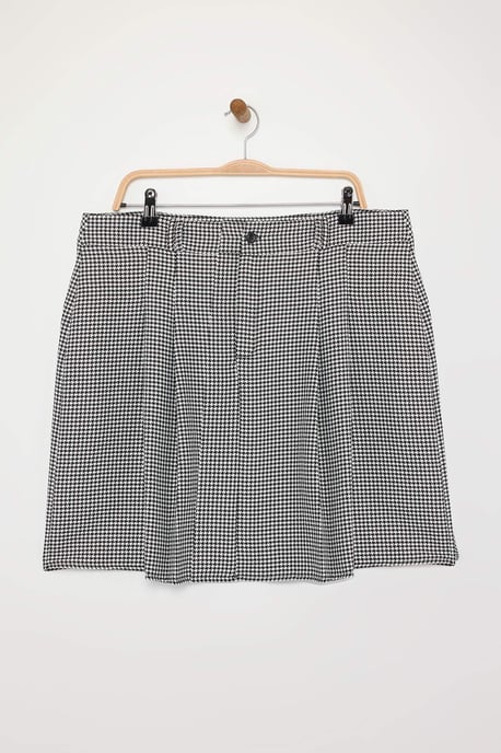 Trendyol Curve Dam Flerfärgad Hundtandsmönster Kort / Mini A-linje Plus size Kjolar - Image 4