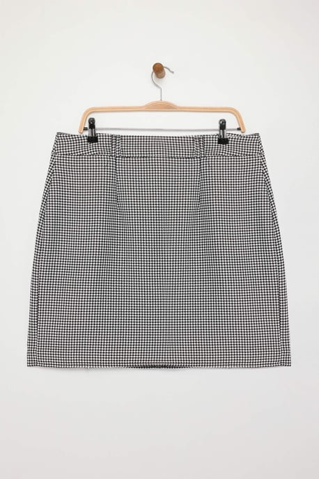 Trendyol Curve Dam Flerfärgad Hundtandsmönster Kort / Mini A-linje Plus size Kjolar - Image 5