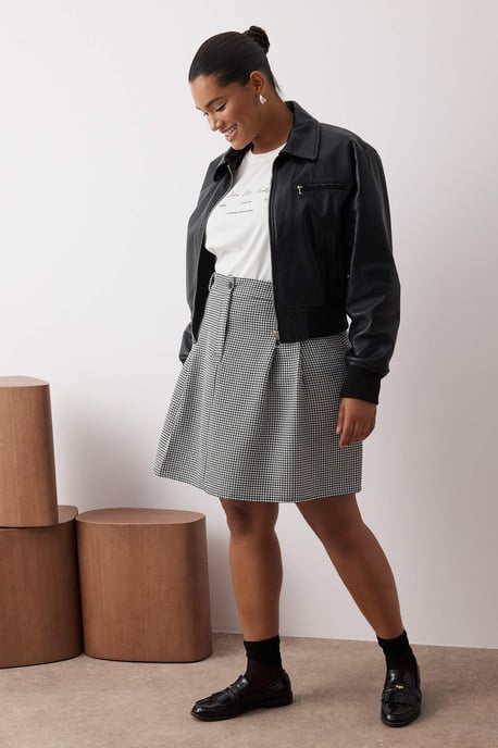 Trendyol Curve Dam Flerfärgad Hundtandsmönster Kort / Mini A-linje Plus size Kjolar - Image 6