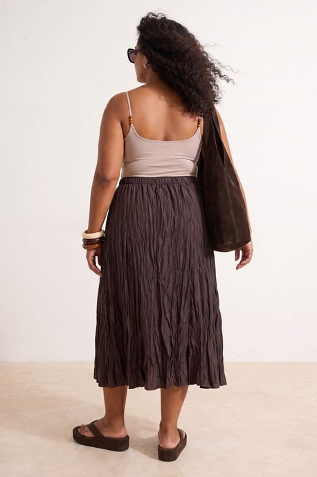 Trendyol Curve Dam Brun Enfärgad Midi A-linje Plus size Kjolar - Image 2