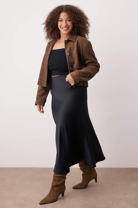 Trendyol Curve Dam Svart Enfärgad Midi Plus size Kjolar - Image 2