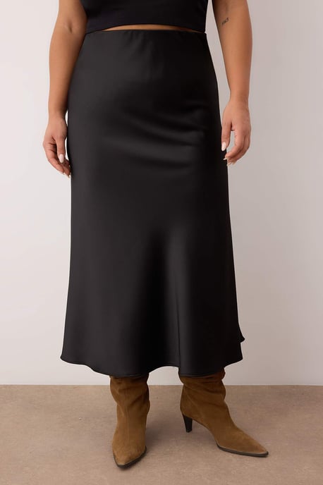Trendyol Curve Dam Svart Enfärgad Midi Plus size Kjolar - Image 3