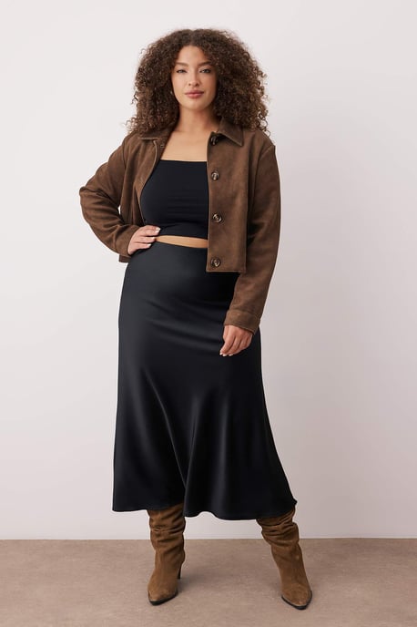 Trendyol Curve Dam Svart Enfärgad Midi Plus size Kjolar - Image 6