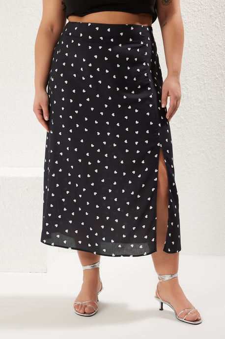 Trendyol Curve Dam Svart Prickig Midi A-linje Plus size Kjolar - Image 2