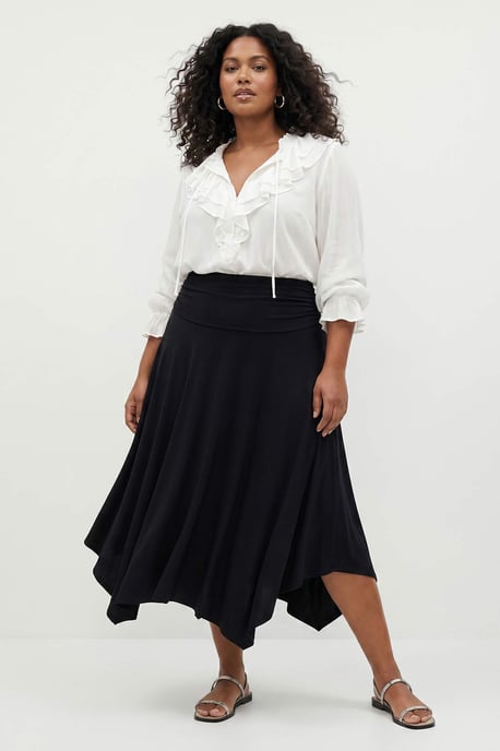 Trendyol Curve Dam Svart Enfärgad Midi Plus size Kjolar - Image 1