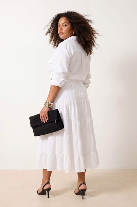 Trendyol Curve Dam Vit Enfärgad Midi Plus size Kjolar - Image 2