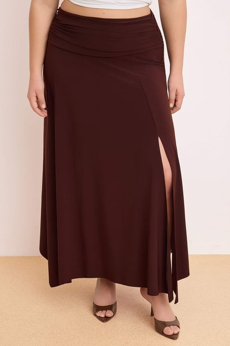 Trendyol Curve Dam Brun Enfärgad Midi Plus size Kjolar - Image 6