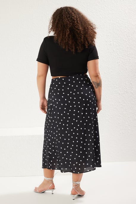 Trendyol Curve Dam Svart Prickig Midi A-linje Plus size Kjolar - Image 4