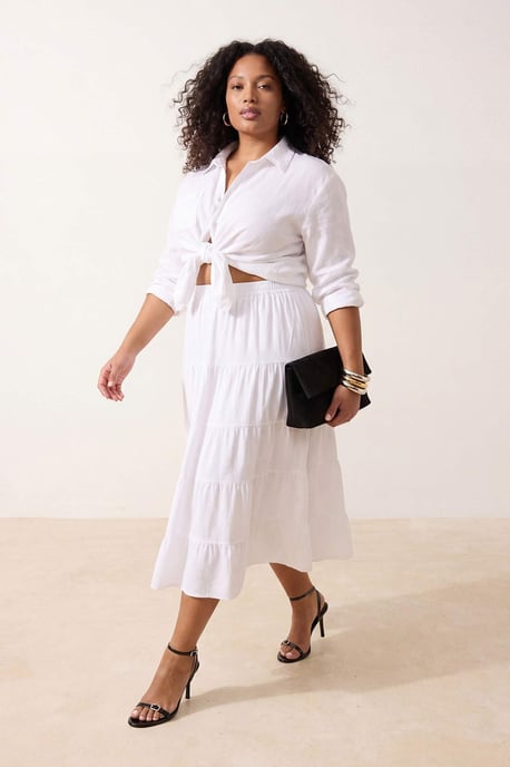 Trendyol Curve Dam Vit Enfärgad Midi Plus size Kjolar - Image 6
