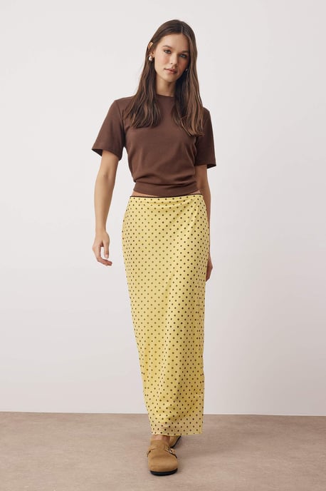 TRENDYOLMİLLA Dames Geel Geruit Midi Bodycon Kokerrok- rok Rokken - Image 5