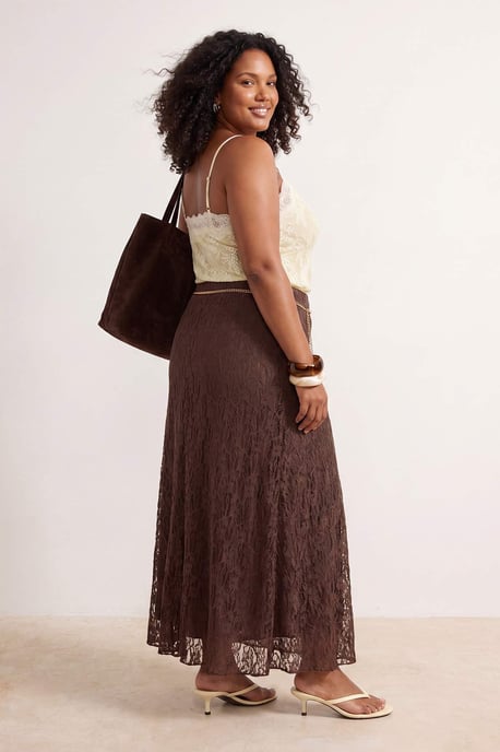 Trendyol Curve Dam Brun Enfärgad Midi Plus size Kjolar - Image 2