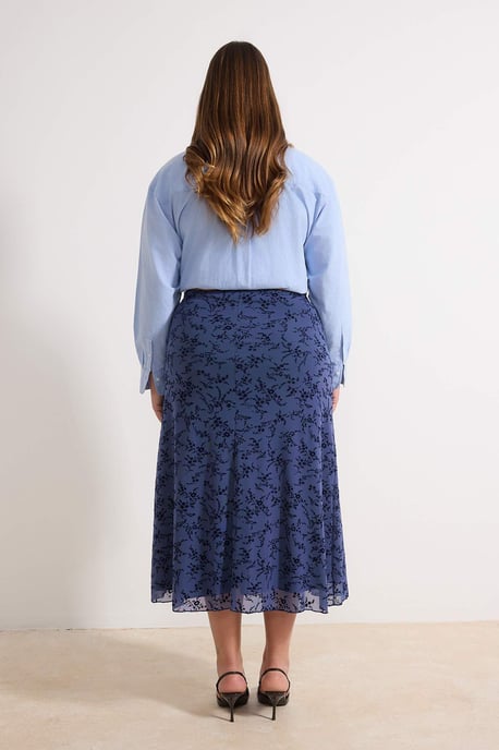 Trendyol Curve Dam Blå Blommig Midi Plus size Kjolar - Image 3