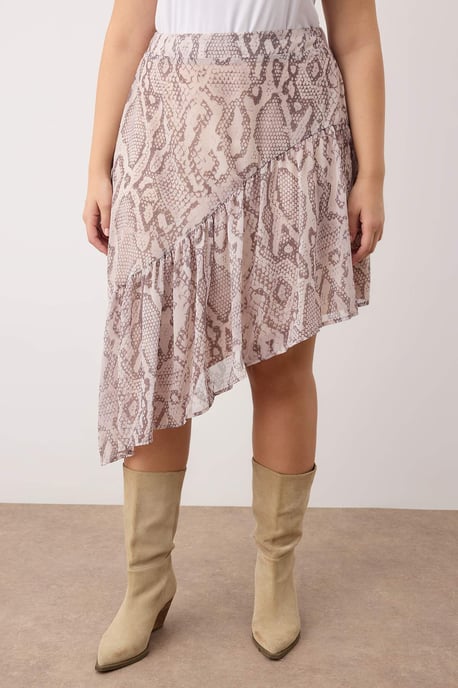 Trendyol Curve Dam Flerfärgad Djurmönster Midi Asymmetrisk Plus size Kjolar - Image 2