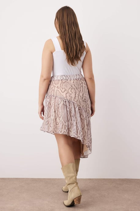 Trendyol Curve Dam Flerfärgad Djurmönster Midi Asymmetrisk Plus size Kjolar - Image 3