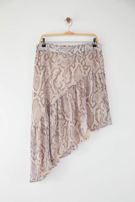 Trendyol Curve Dam Flerfärgad Djurmönster Midi Asymmetrisk Plus size Kjolar - Image 4