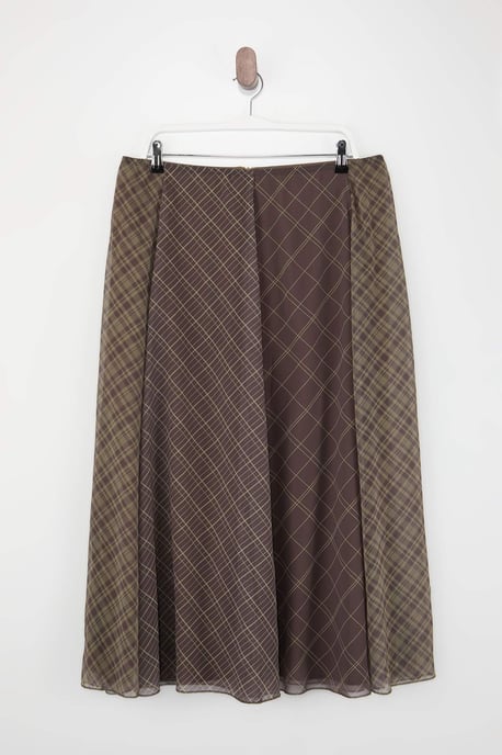 Trendyol Curve Dam Khaki Rutig Midi Plus size Kjolar - Image 4