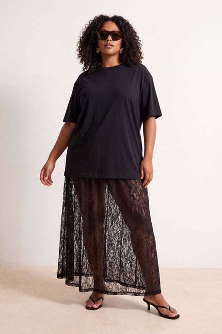 Trendyol Curve Dam Svart Enfärgad Midi Plus size Kjolar - Image 6