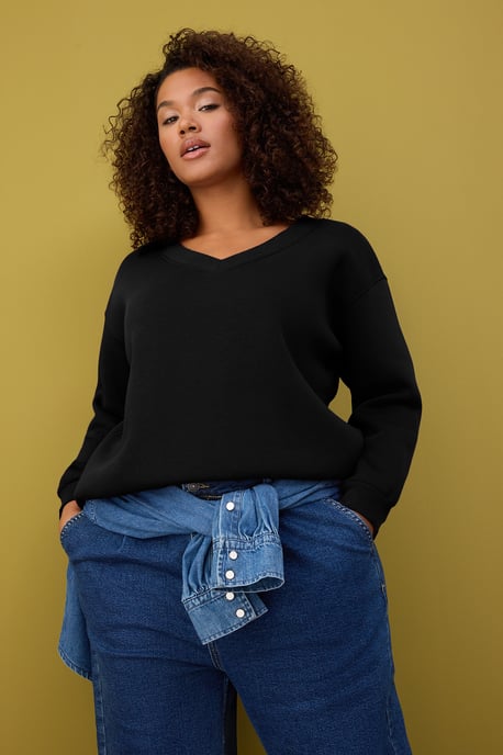 Trendyol Curve Dam Svart Enfärgad Lång Relaxed fit Plus size Sweatshirts - Image 1