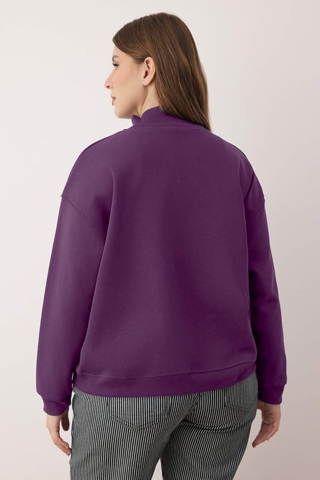 Trendyol Curve Dam Lila Enfärgad Lång Regular fit Plus size Sweatshirts - Image 3
