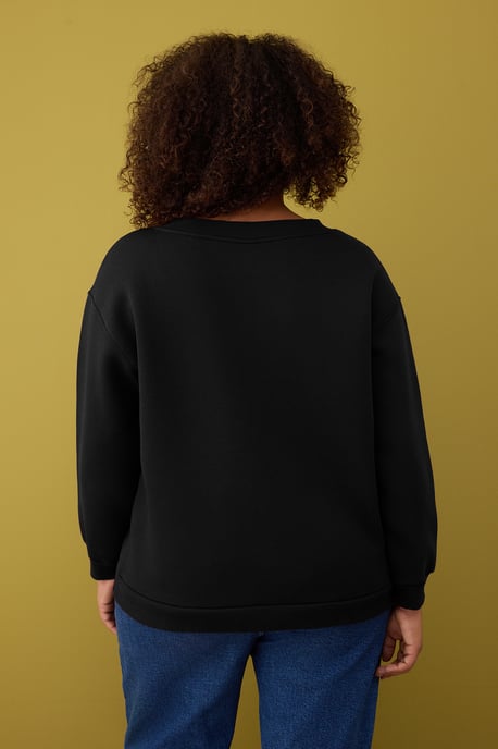 Trendyol Curve Dam Svart Enfärgad Lång Relaxed fit Plus size Sweatshirts - Image 3