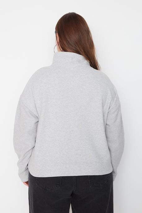 Trendyol Curve Dam Grå Enfärgad Lång Oversize Plus size Sweatshirts - Image 4