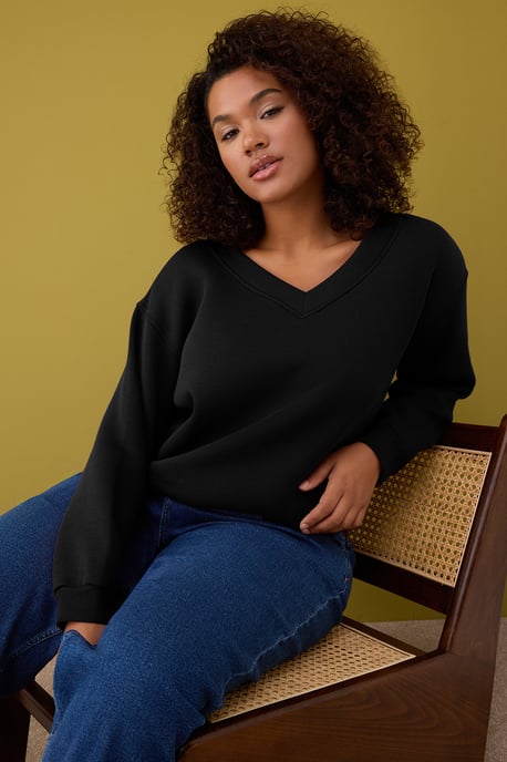 Trendyol Curve Dam Svart Enfärgad Lång Relaxed fit Plus size Sweatshirts - Image 4