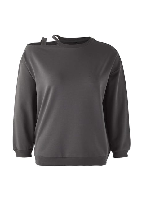 Trendyol Curve Dam Grå Enfärgad Lång Oversize Plus size Sweatshirts - Image 4