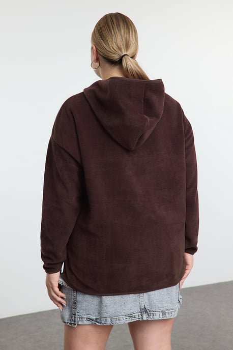 Trendyol Curve Dam Brun Enfärgad Lång Oversize Plus size Sweatshirts - Image 4