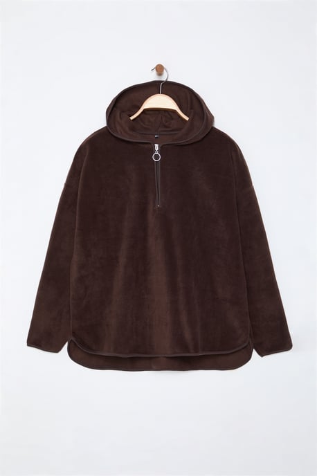 Trendyol Curve Dam Brun Enfärgad Lång Oversize Plus size Sweatshirts - Image 5