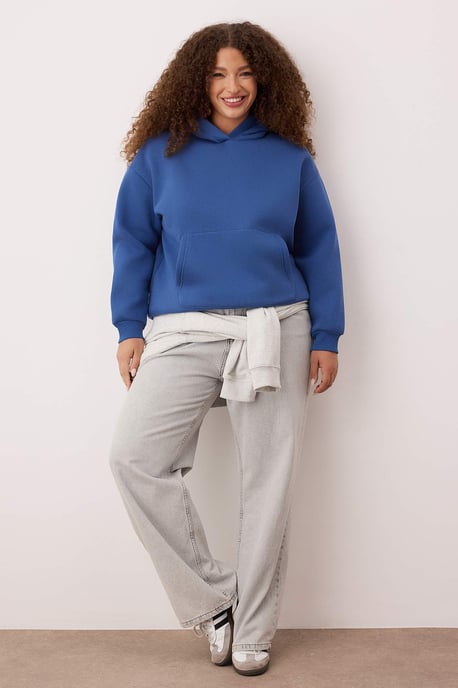 Trendyol Curve Dam Blå Slogan Lång Oversize Plus size Sweatshirts - Image 2