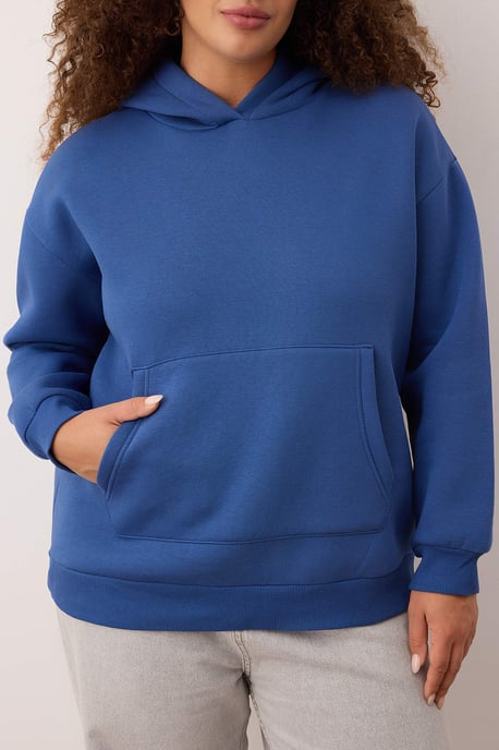 Trendyol Curve Dam Blå Slogan Lång Oversize Plus size Sweatshirts - Image 3