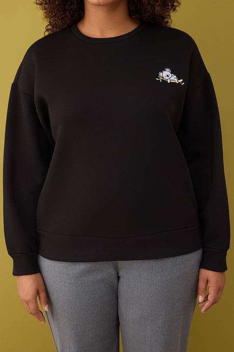 Trendyol Curve Dam Svart Djurmönster Lång Regular fit Plus size Sweatshirts - Image 2