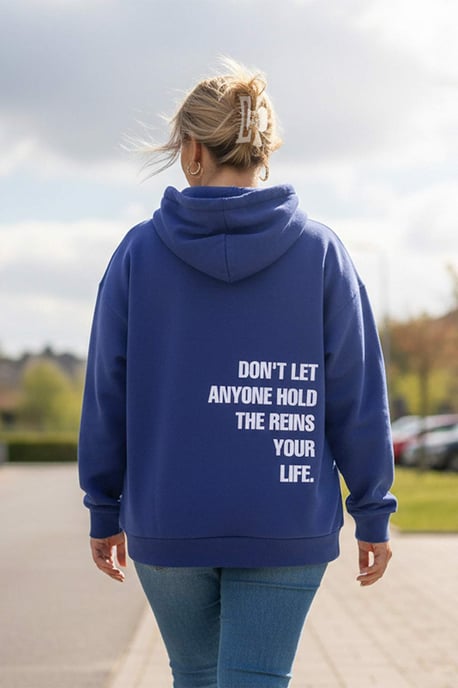 Trendyol Curve Dam Blå Slogan Lång Oversize Plus size Sweatshirts - Image 4