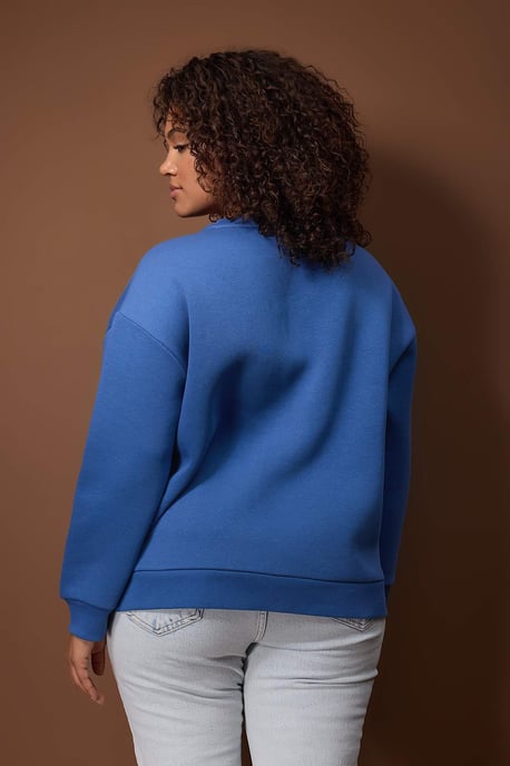 Trendyol Curve Dam Blå Slogan Lång Oversize Plus size Sweatshirts - Image 3