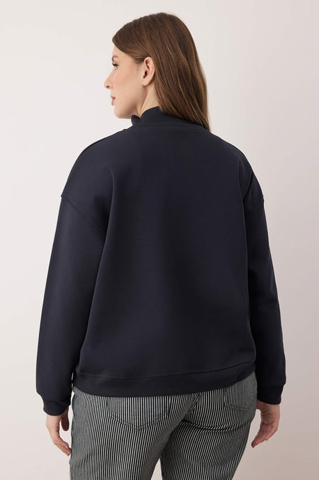Trendyol Curve Dam Mörkblå Enfärgad Lång Regular fit Plus size Sweatshirts - Image 3