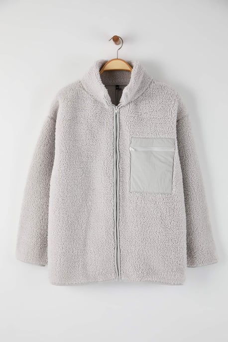 Trendyol Curve Dam Grå Enfärgad Lång Oversize Plus size Sweatshirts - Image 5