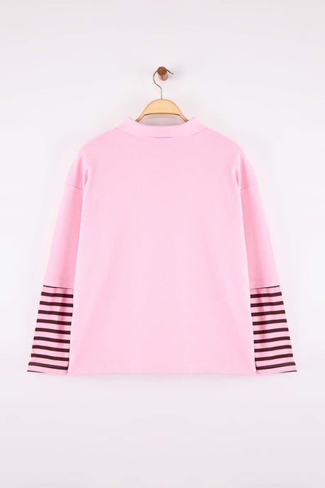 Trendyol Curve Dam Rosa Enfärgad Trekvartsärm Oversize Plus size Sweatshirts - Image 5