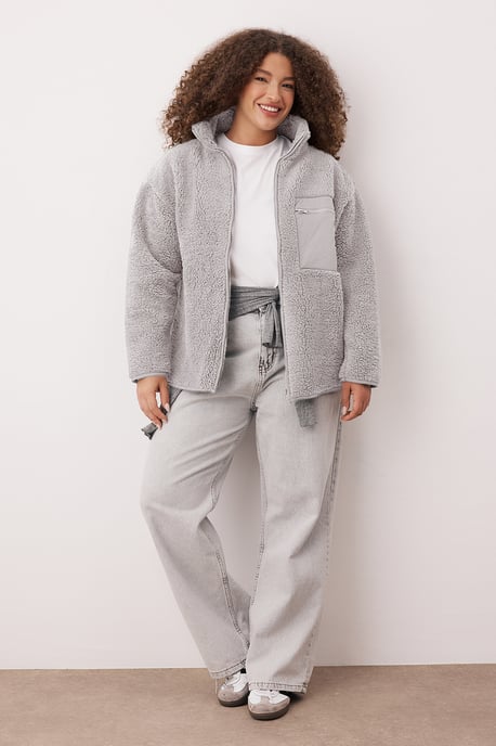 Trendyol Curve Dam Grå Enfärgad Lång Oversize Plus size Sweatshirts - Image 6