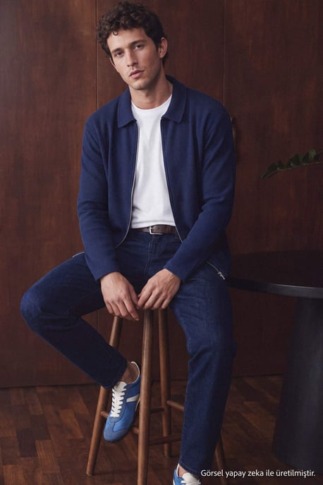 TRENDYOL MAN Men's Dark blue Plain Long Regular fit Sweatshirts - Image 2